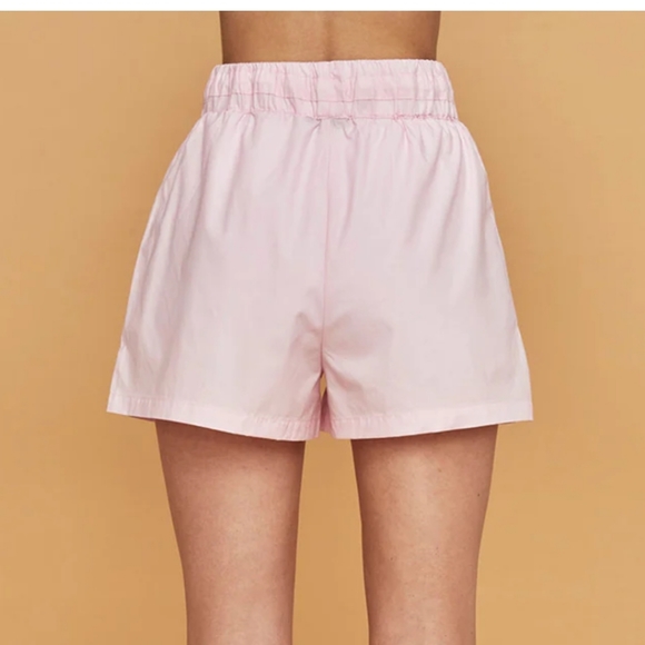 Carbon38 Lounge Shorts in Pink Small 100% Cotton High Waist Paperbag Pull-on - Picture 4 of 8